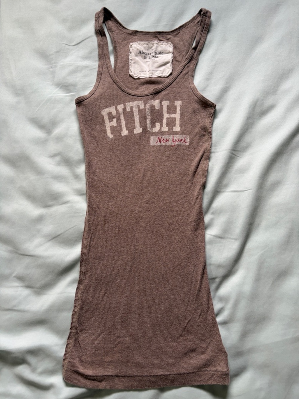 Vintage Abercrombie & Fitch New York Stretchy Brown Logo Tank
